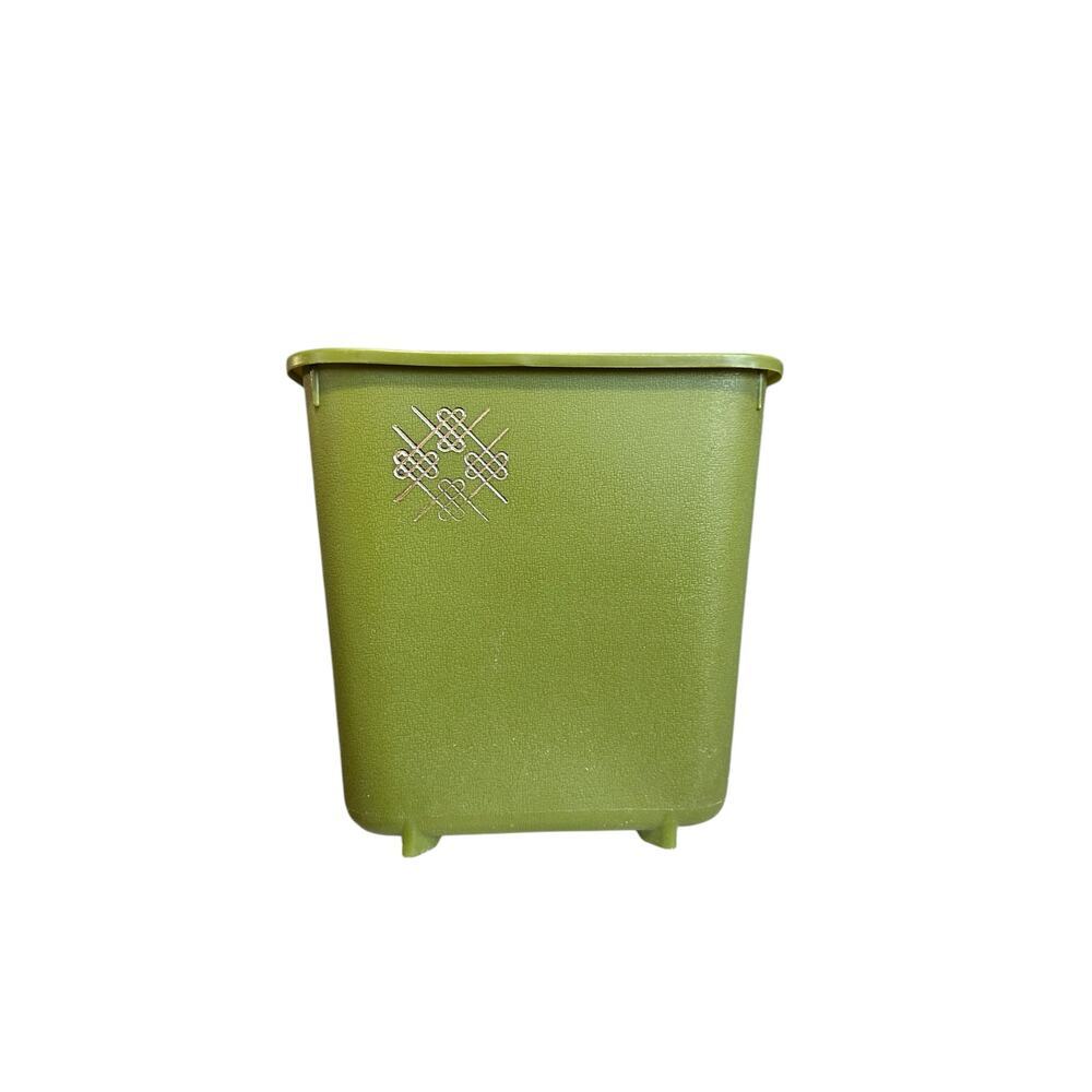 Vintage Max Klein avocado green plastic trash waste bin